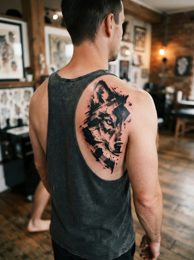 abstract wolf tattoo