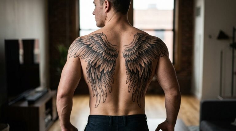 Angel wings tattoo for men
