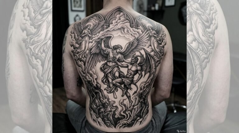 Angels and demons tattoo ideas