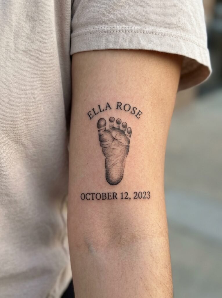 Family symbol foot tattoo