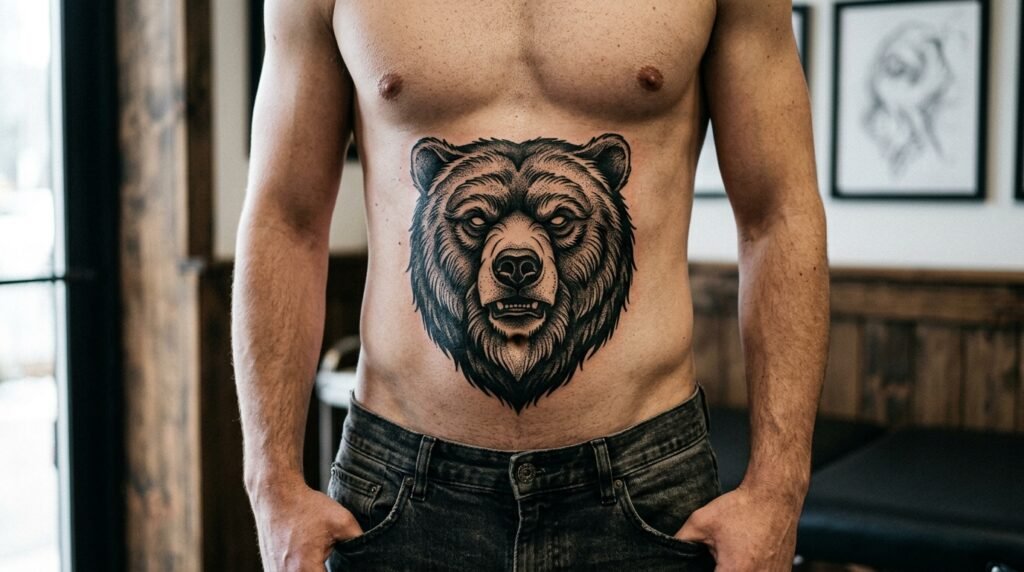 bear belly tattoo men
