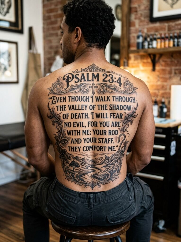 bible verse back tattoo
