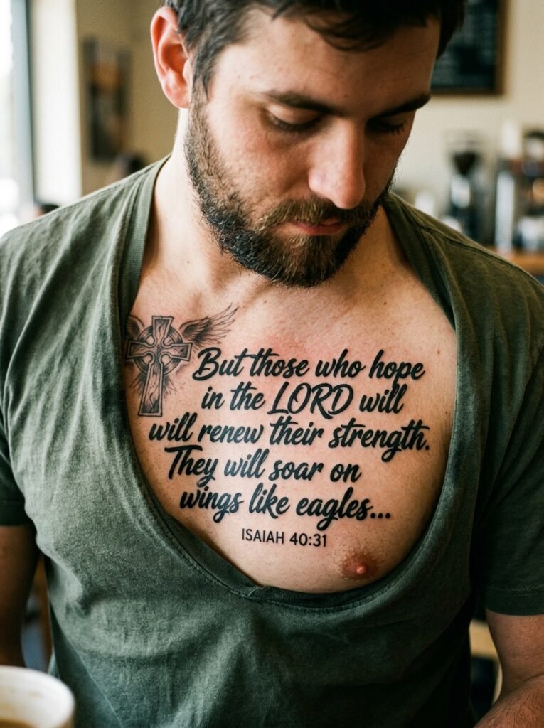 bible verse chest tattoo men