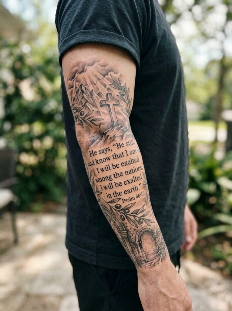 bible verse half sleeve tattoo