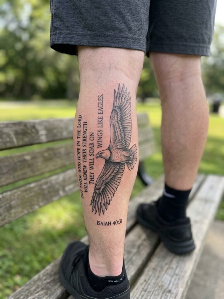 bible verse leg tattoo