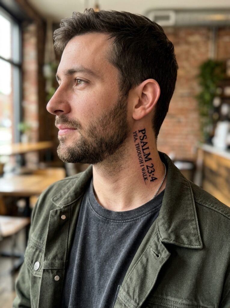 bible verse neck tattoo men