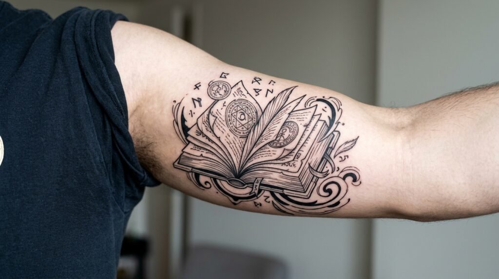 Black Clover Bicep Tattoo