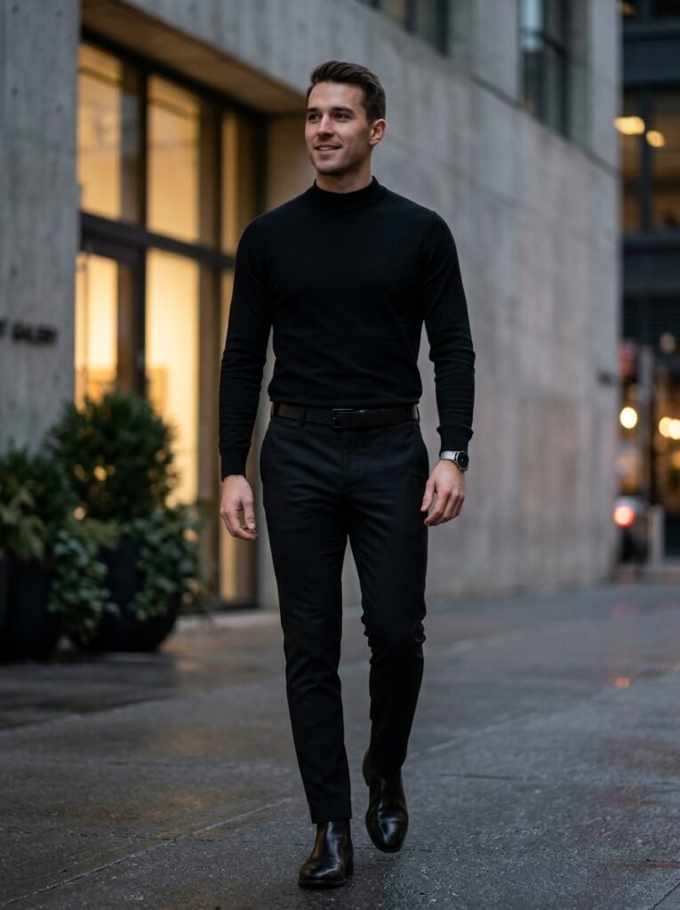 black monochrome outfit men