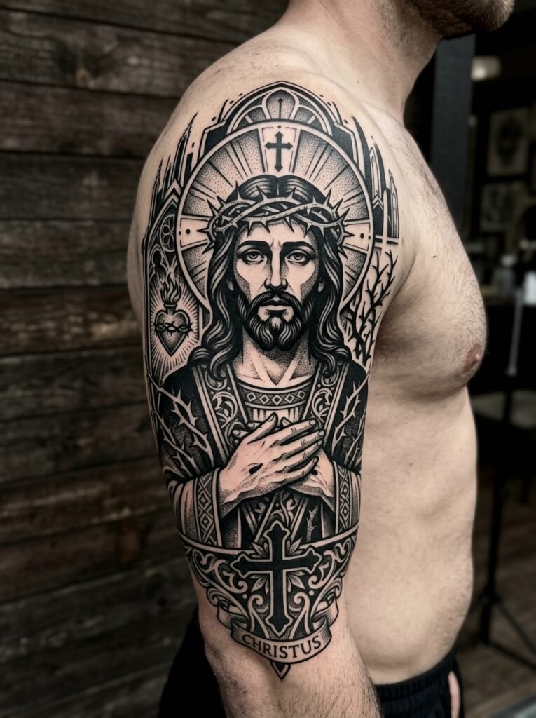 Blackwork Jesus Design