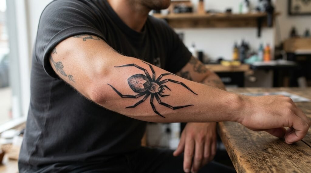 Blackwork Spider Tattoo