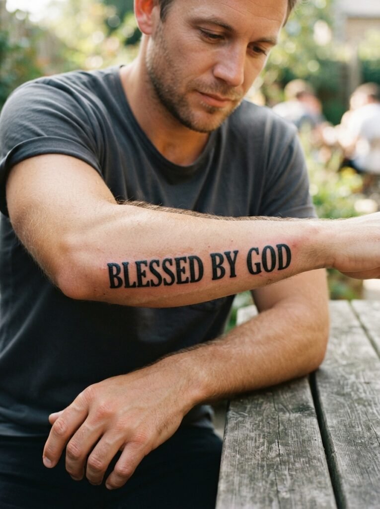 blessed by god tattoo