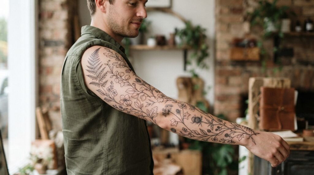 Botanical Sleeve Tattoo