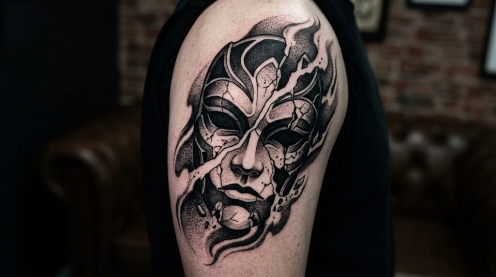 Broken Mask Tattoo