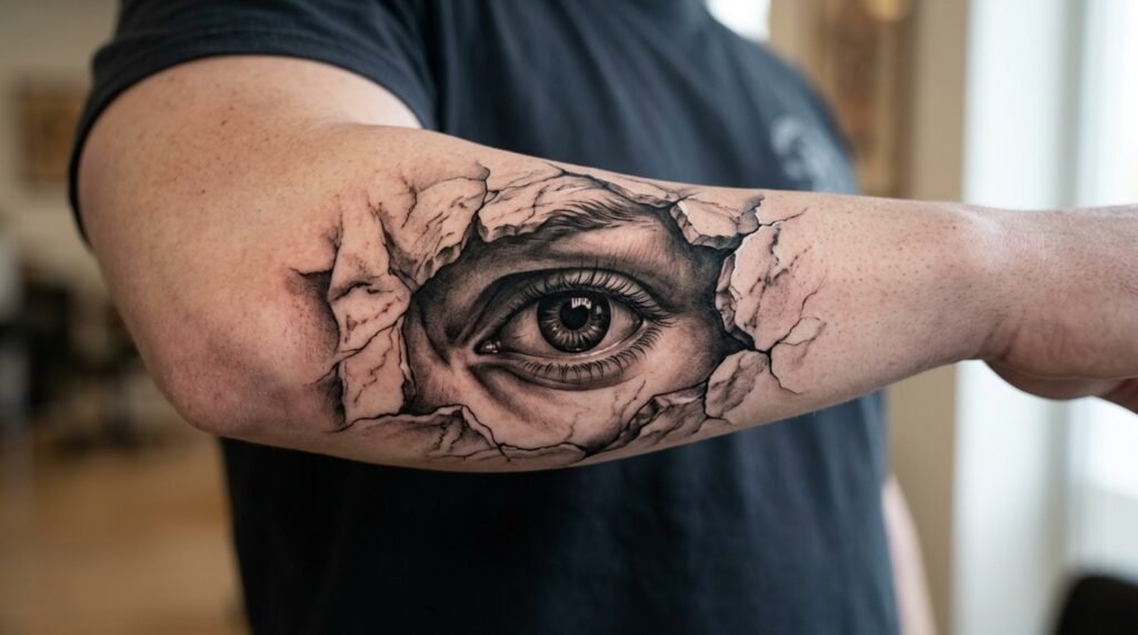 statue eye tattoo