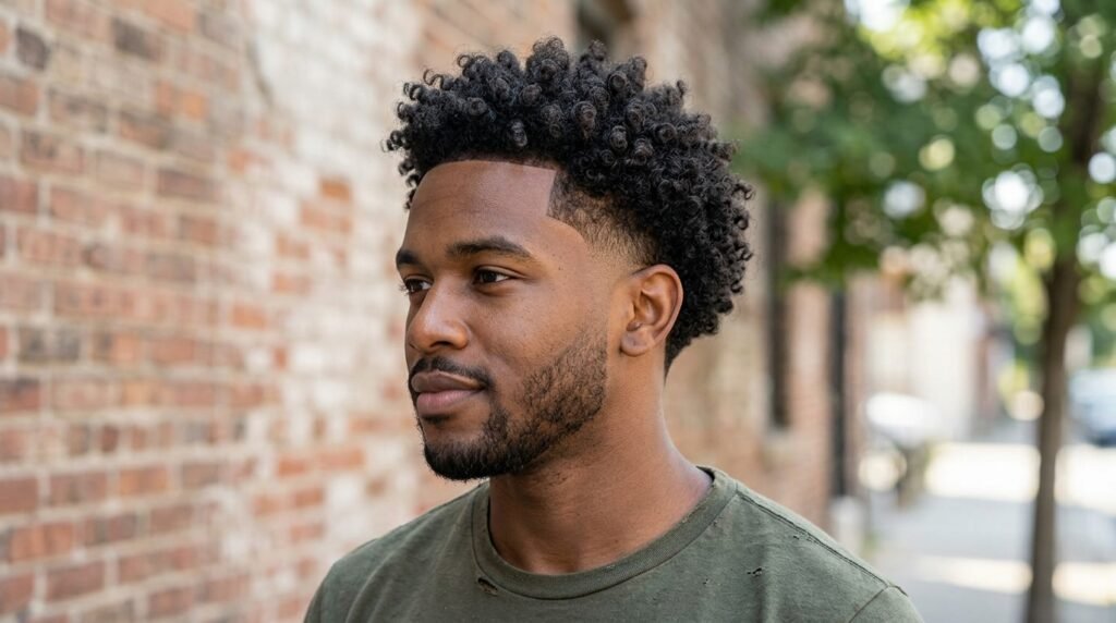 burst fade curly texture