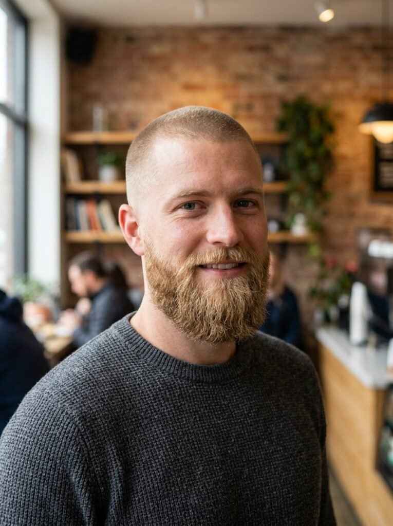 low fade blonde beard