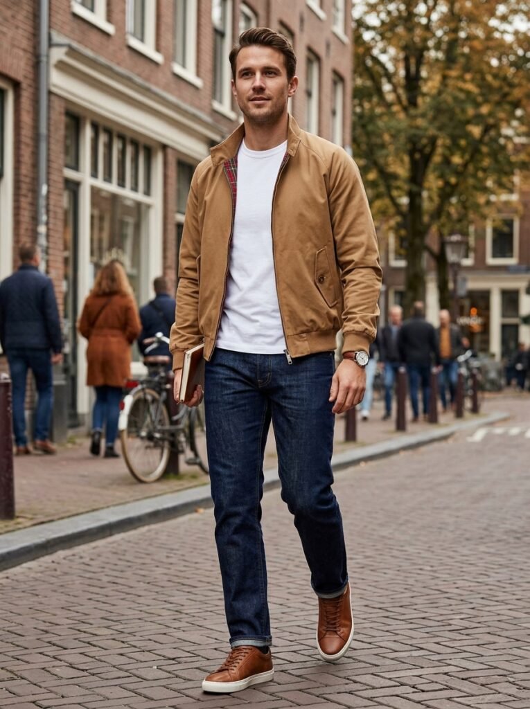 camel jacket outfit men