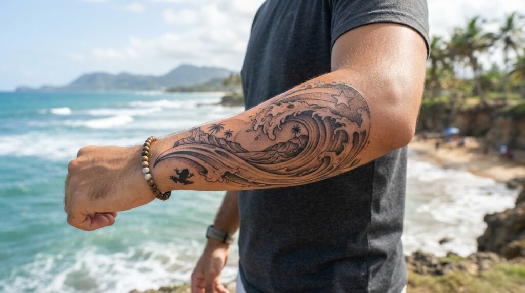 Puerto Rico Wave Tattoo