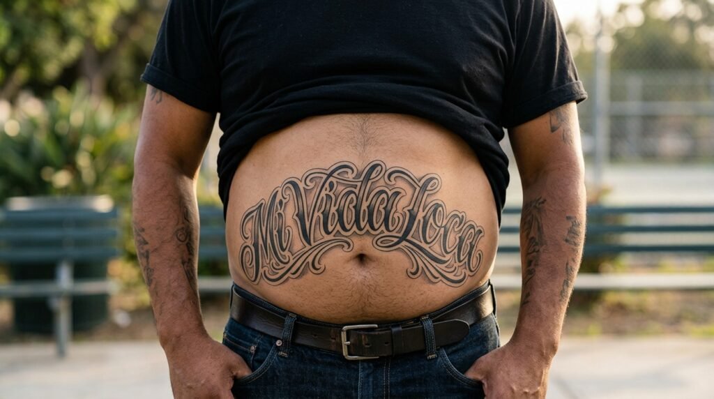 chicano belly tattoo men