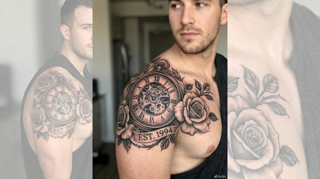  Clock Rose Tattoo
