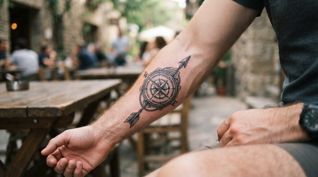 Compass Arm Tattoo