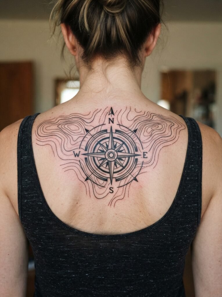 unique upper back tattoo