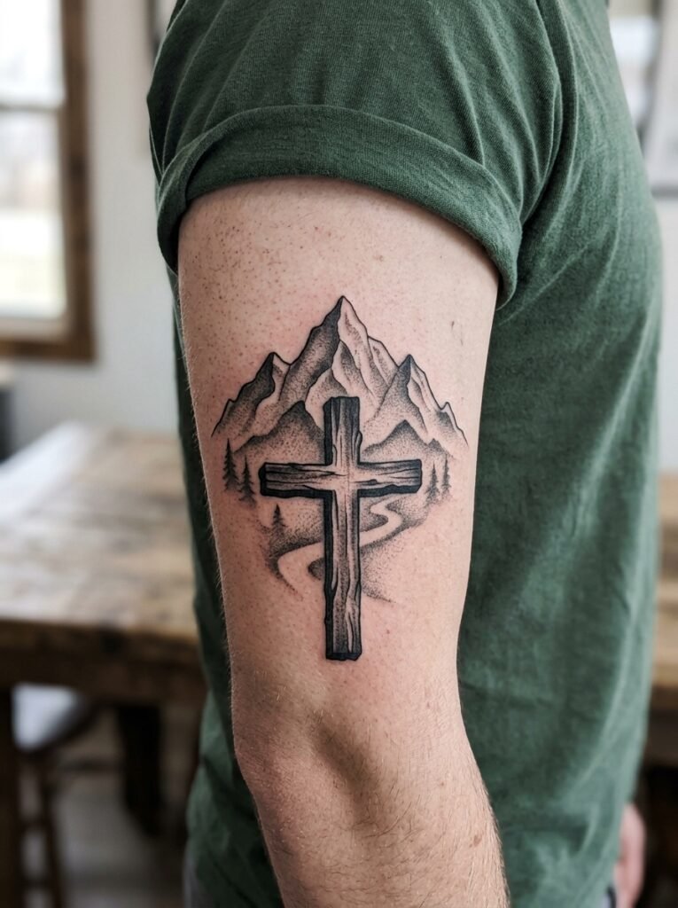 Mountain Cross Tattoo Ideas