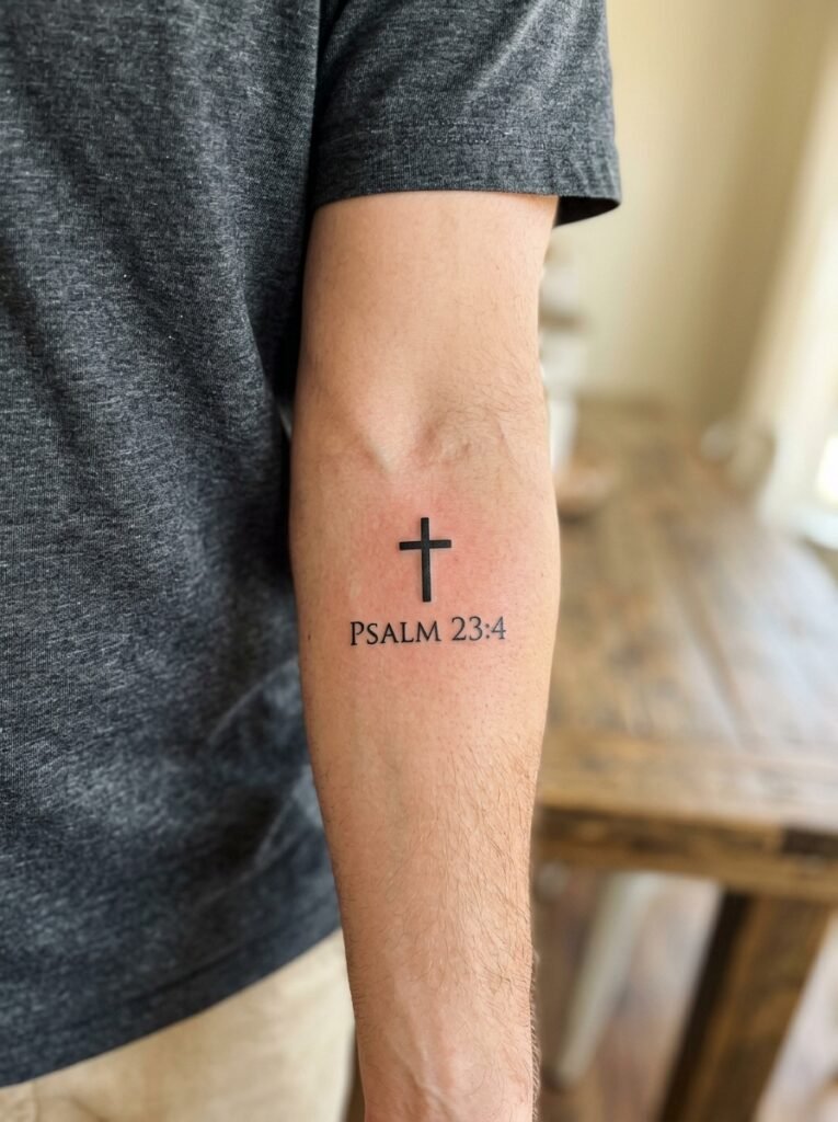 cross and scripture tattoo