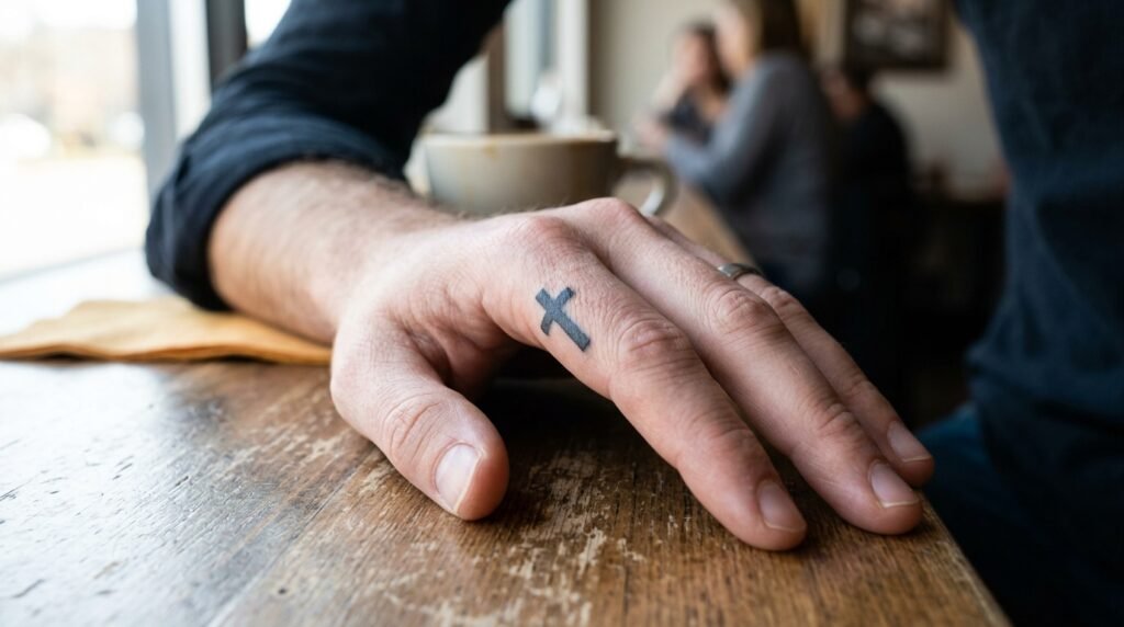 Cross Finger Tattoo