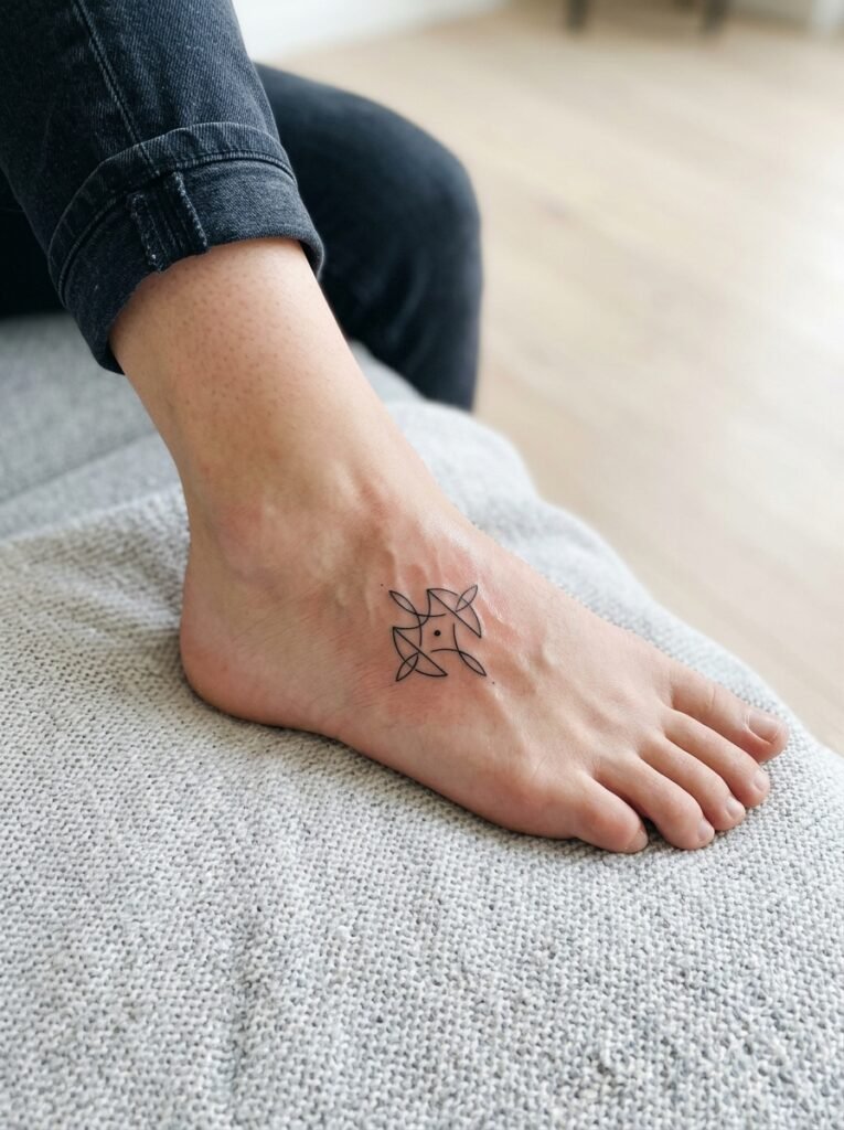 Bold blackwork foot tattoo