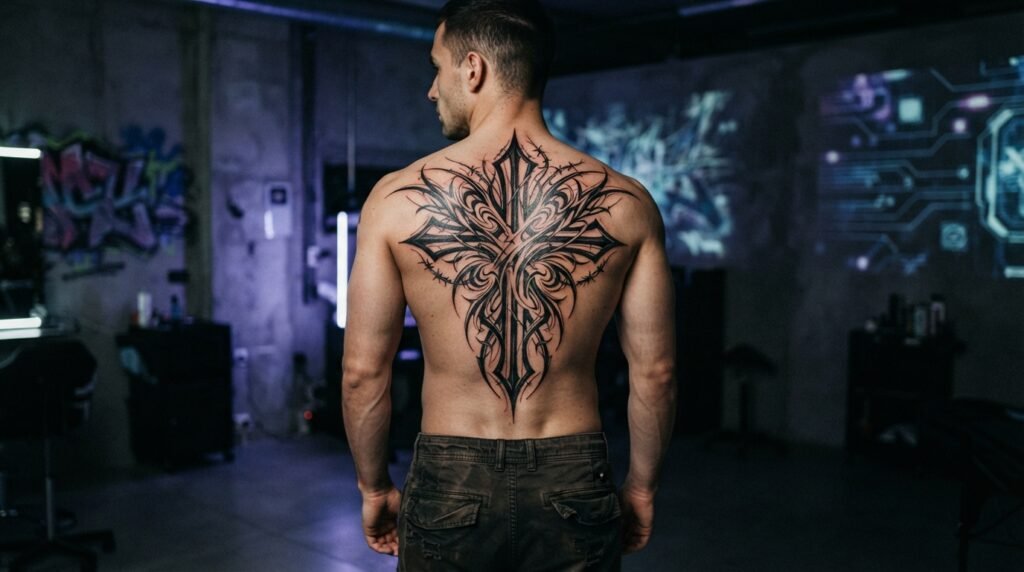 Cybersigilism Cross Tattoo