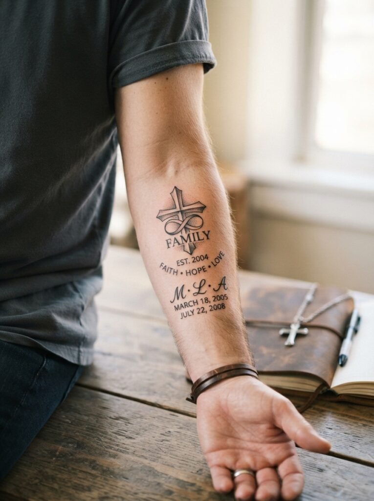 family and god tattoo