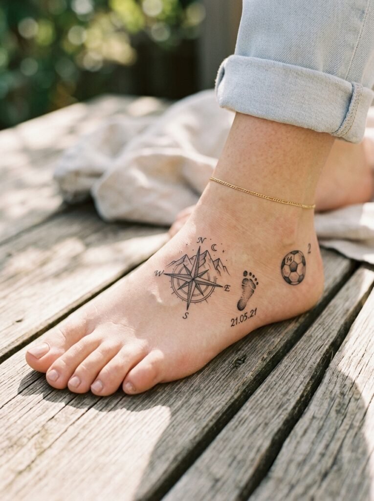 Full mini foot tattoo design
