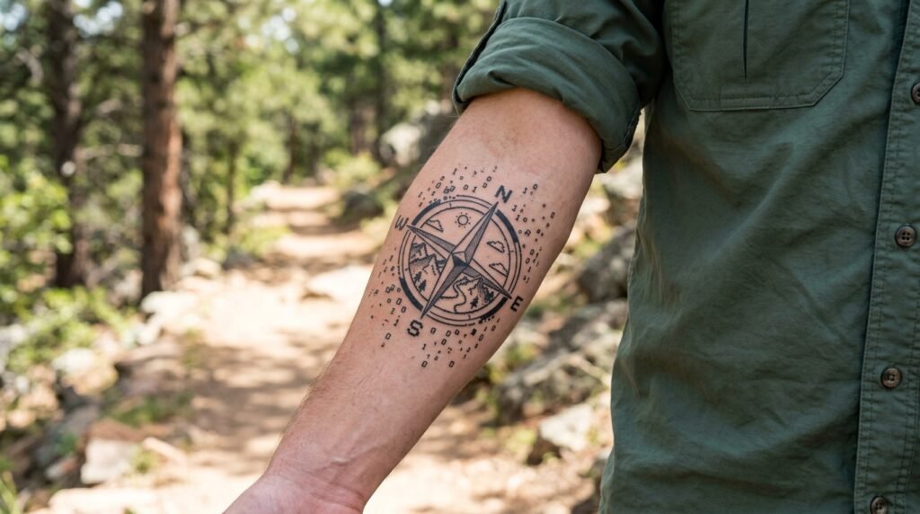 Digital Compass Tattoo