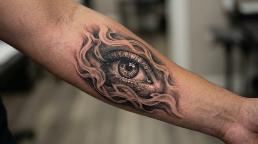 smoke eye tattoo
