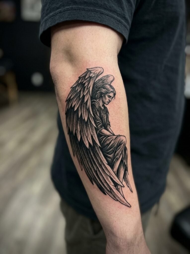 Black-and-Gray Fallen Angel