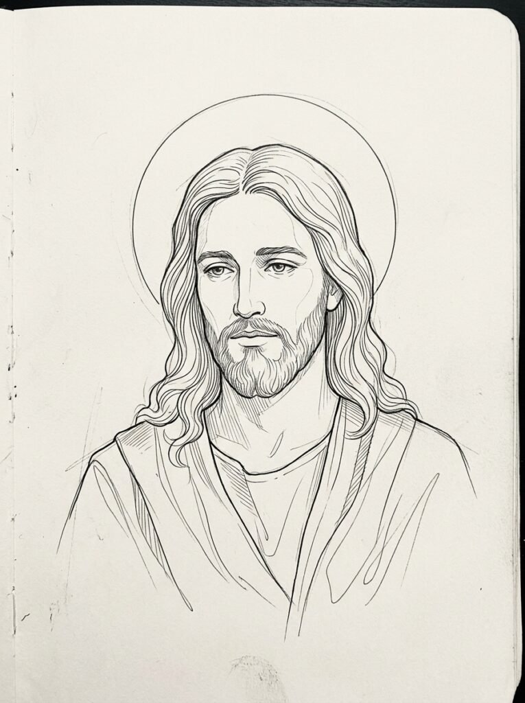Fine Line Jesus Sketch