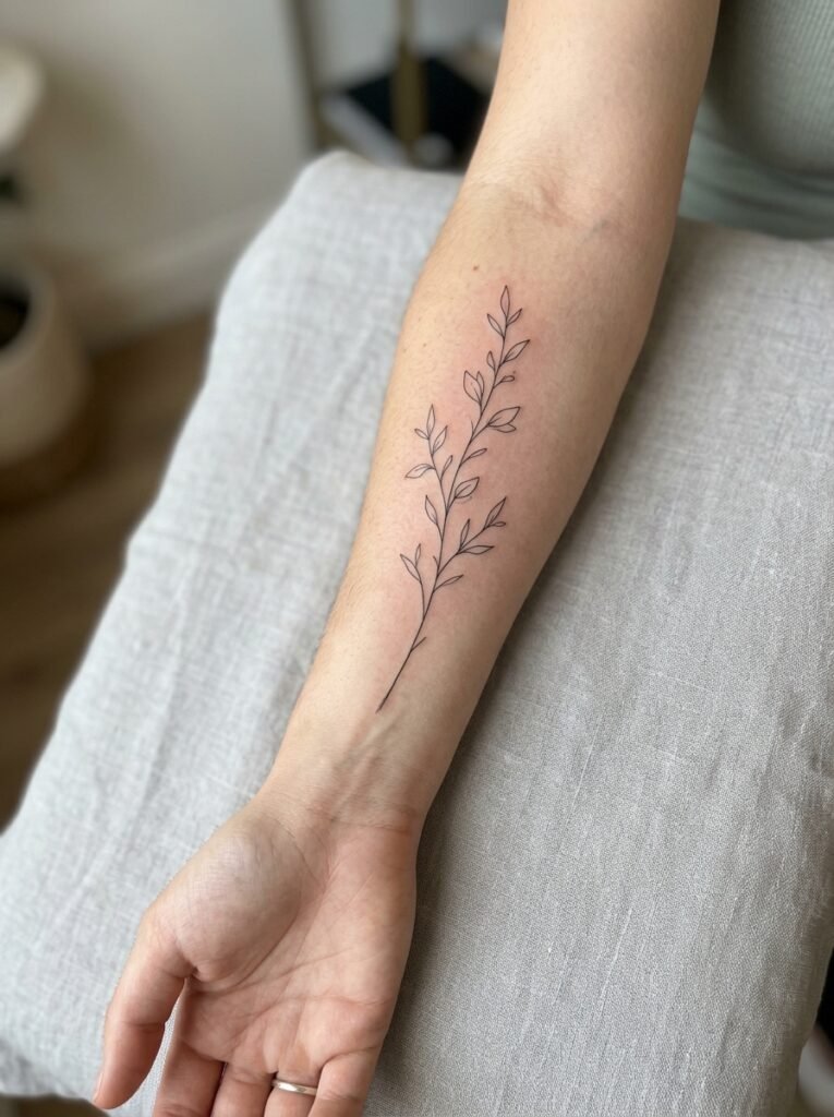 fine line forearm tattoo