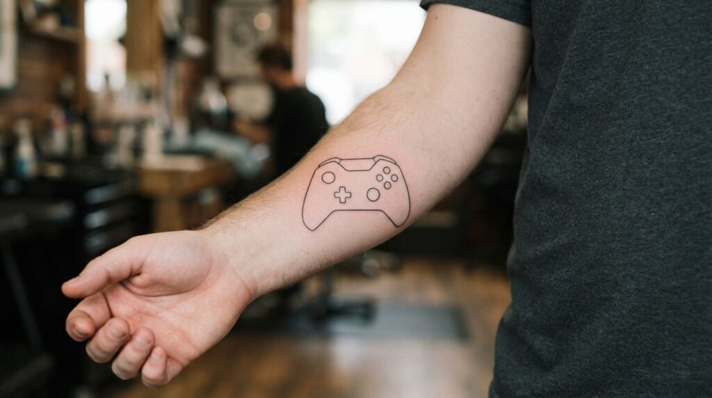 Fine Line Controller Tattoo