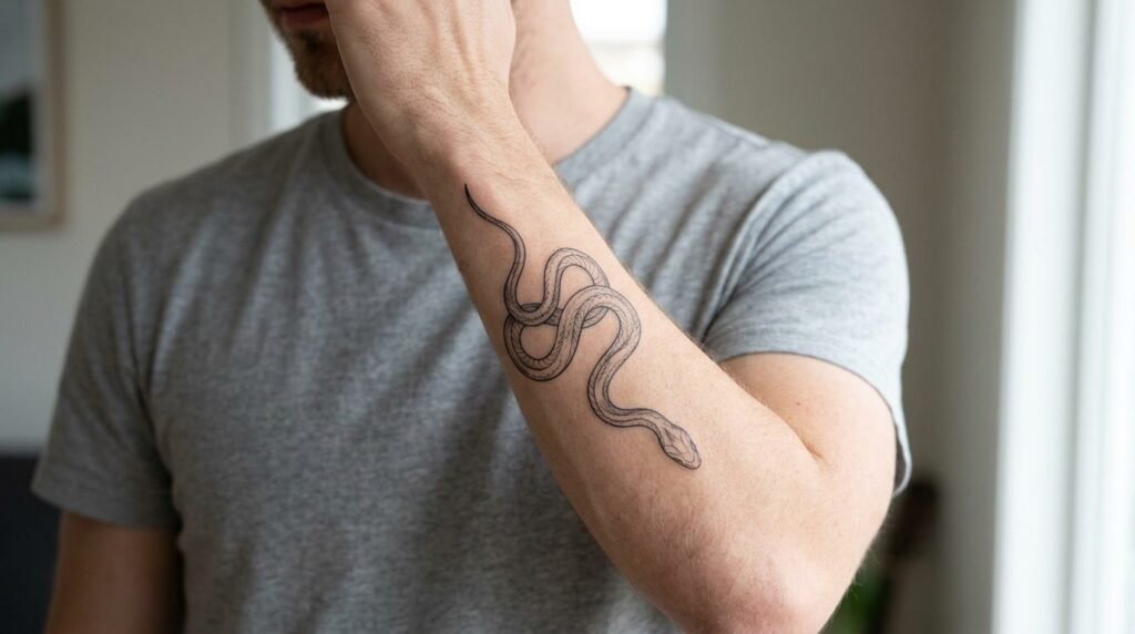 Fine Line Snake Tattoo