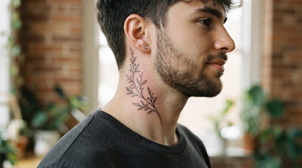 Aesthetic Neck Branch Tattoo