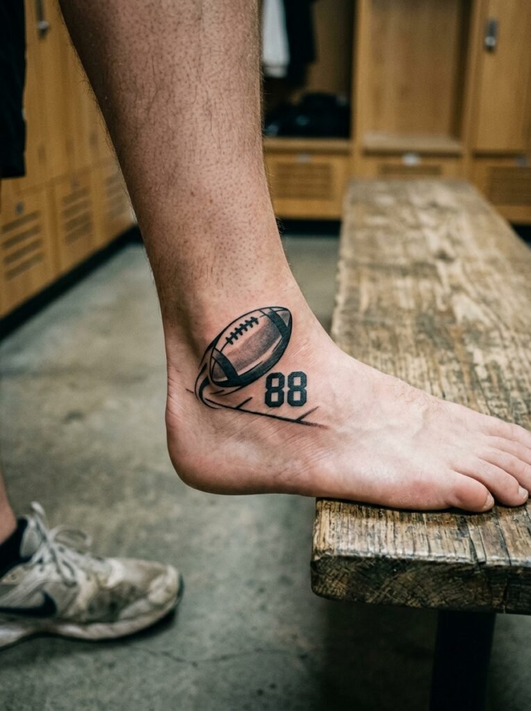 Football foot tattoo design