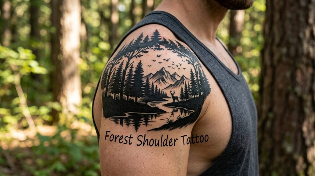Forest Shoulder Tattoo