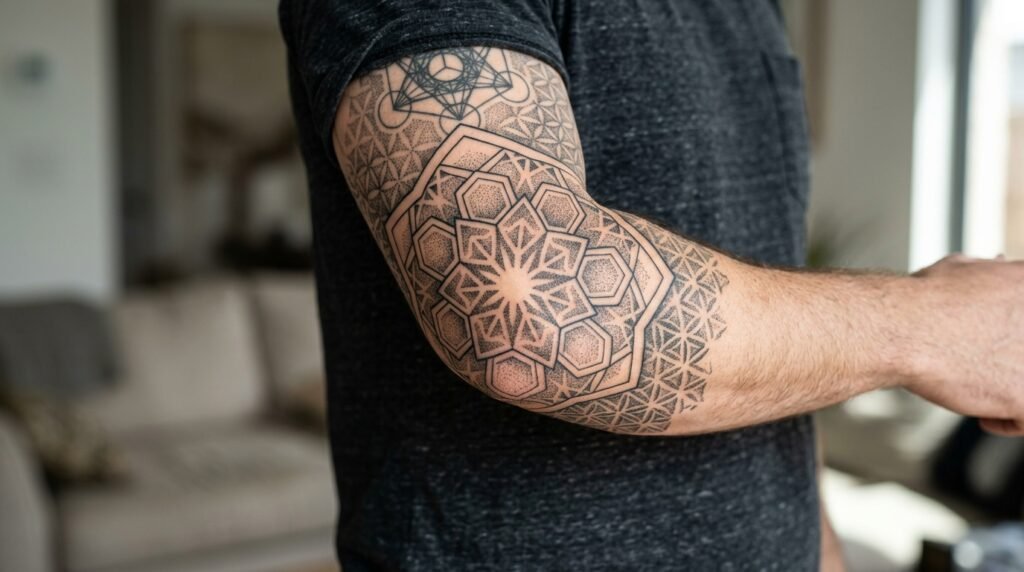 Geometric Elbow Tattoo
