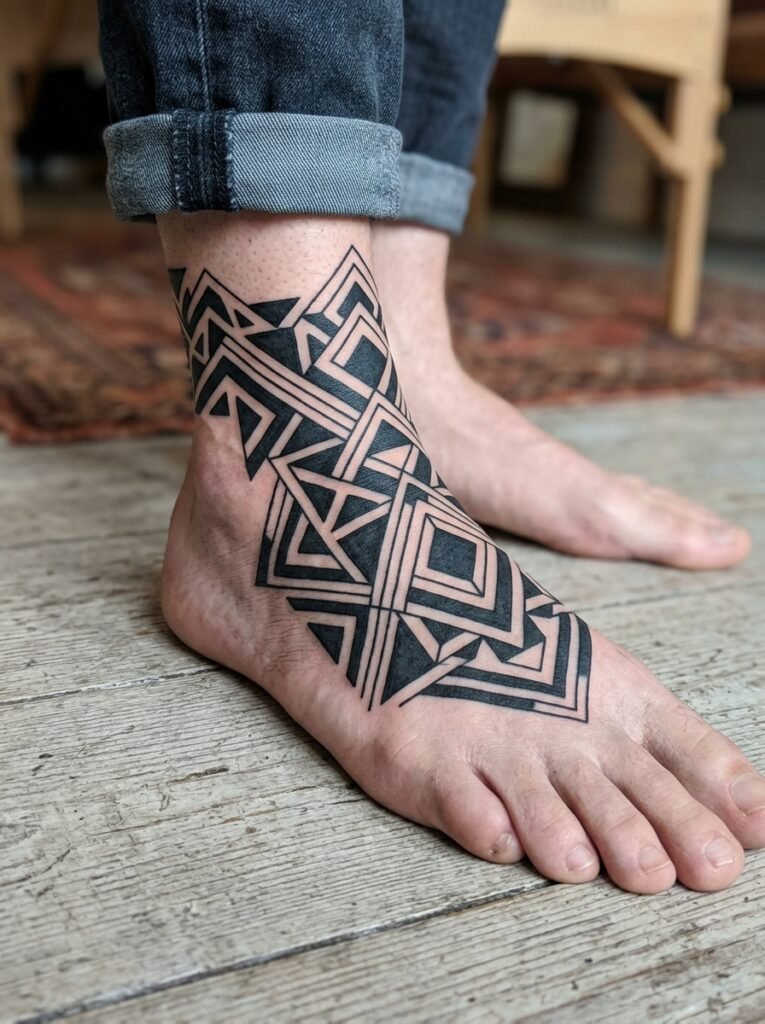 Geometric black foot pattern