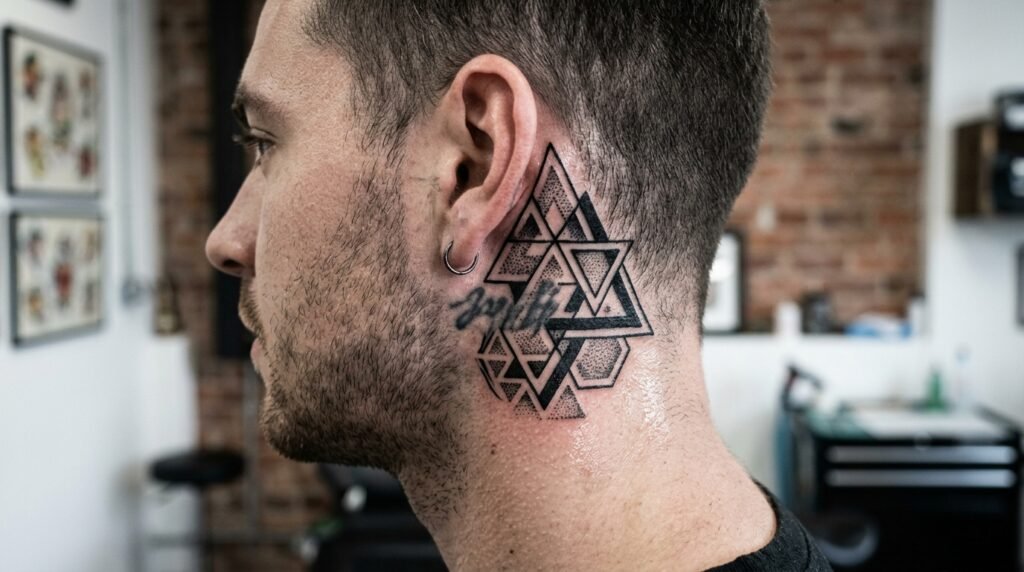Behind Ear Cover-Up Tattoo