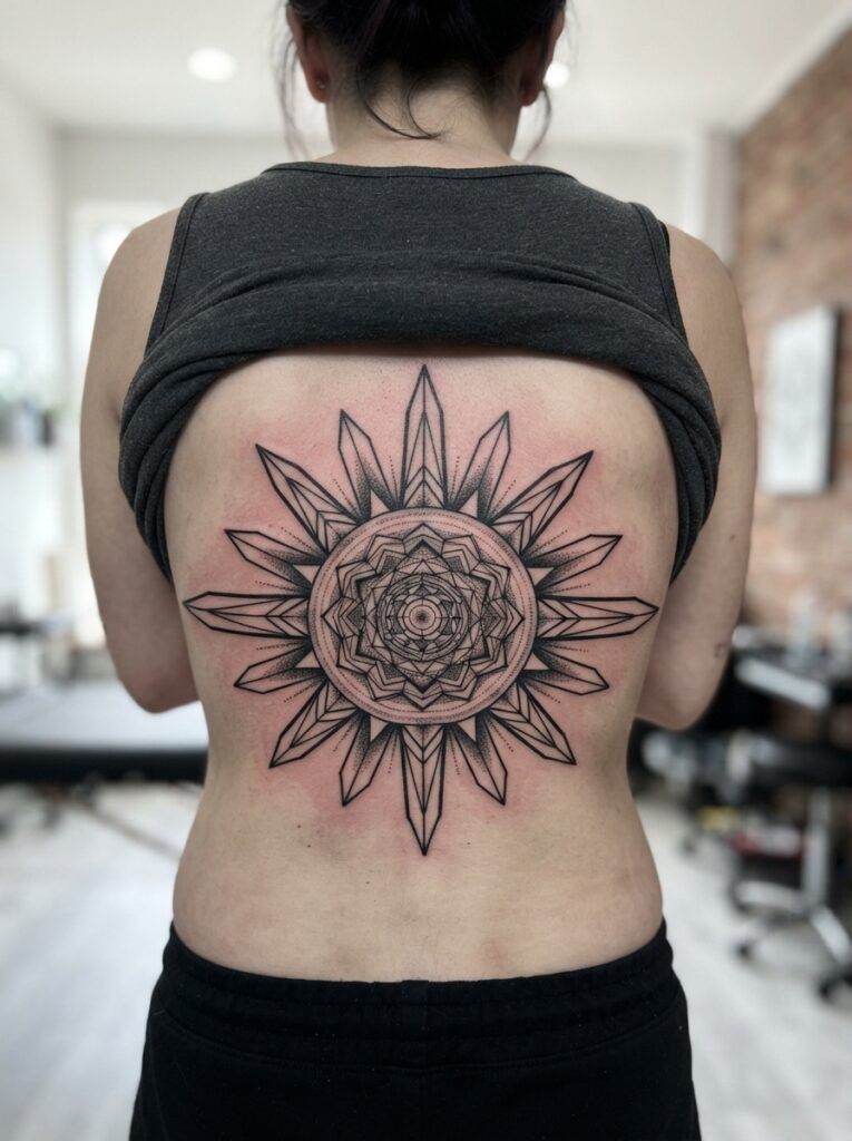 geometric sun tattoo