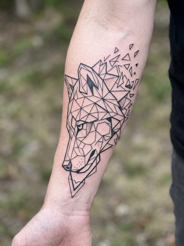 geometric wolf tattoo