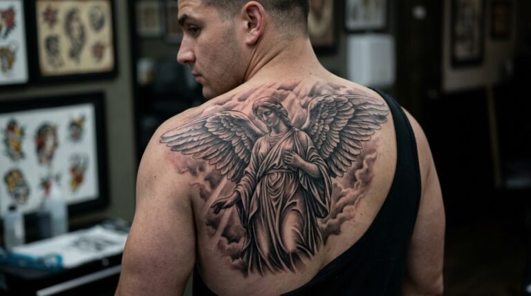 Guardian angel tattoo for men
