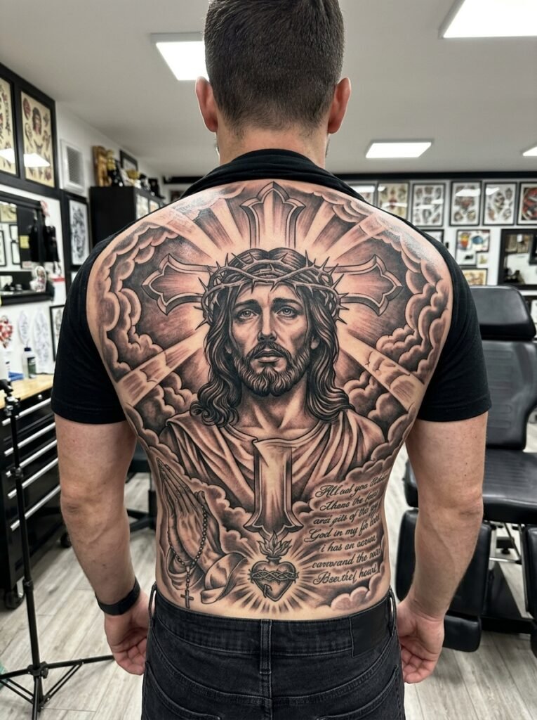 Jesus Back Tattoo Portrait